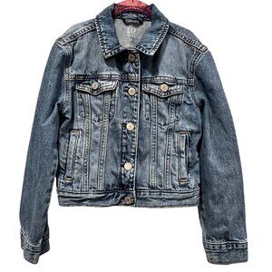GAP Kids Tie Dye Heart Jean Jacket, Snaps, M, 8-9 yrs